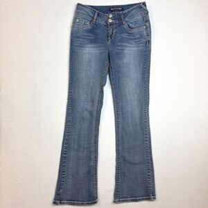 WallFlower Luscious Curvy Fit Bootcut Jeans Blue Embroidered Size 7 Western‎ Y2K